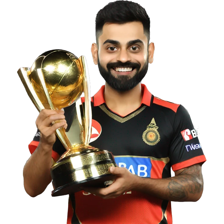 viral kohli with ipl trophy for rcb emoji