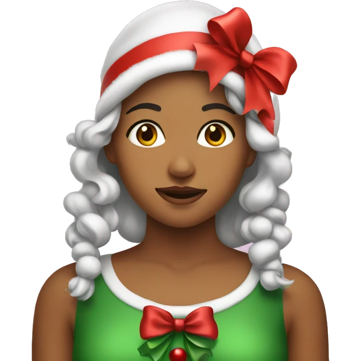 Christmas girl with bow emoji