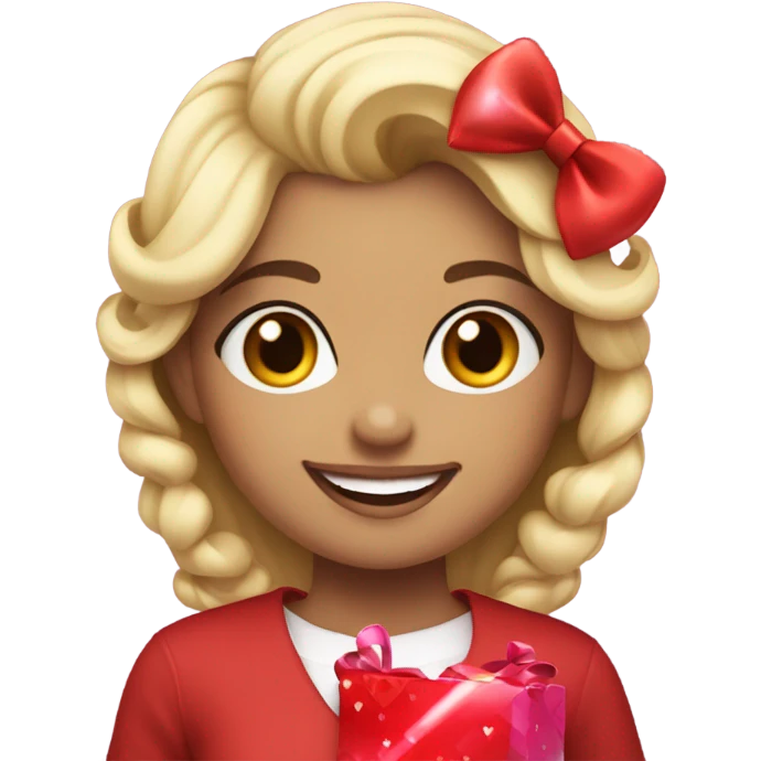 Blonde girl in valentine day emoji