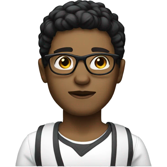 person white skin black cut hair and glases emoji