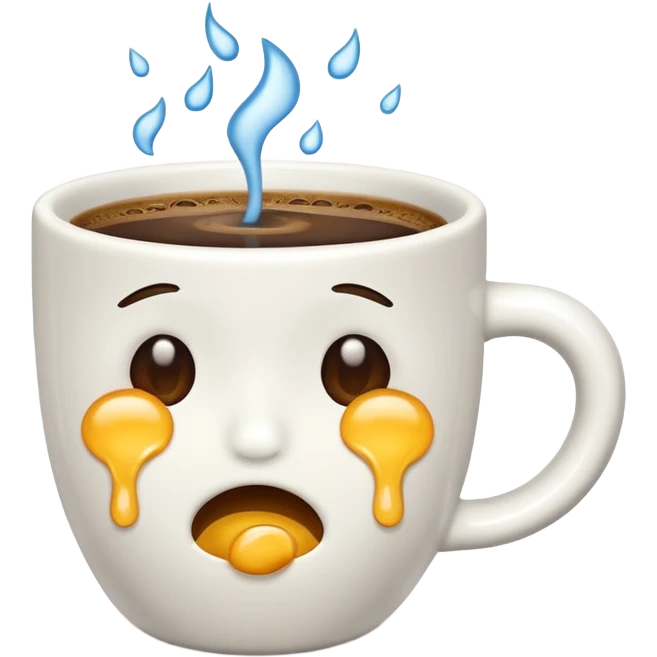 Crea un emoji che piange con sotto  le lacrime delle tazzine  emoji