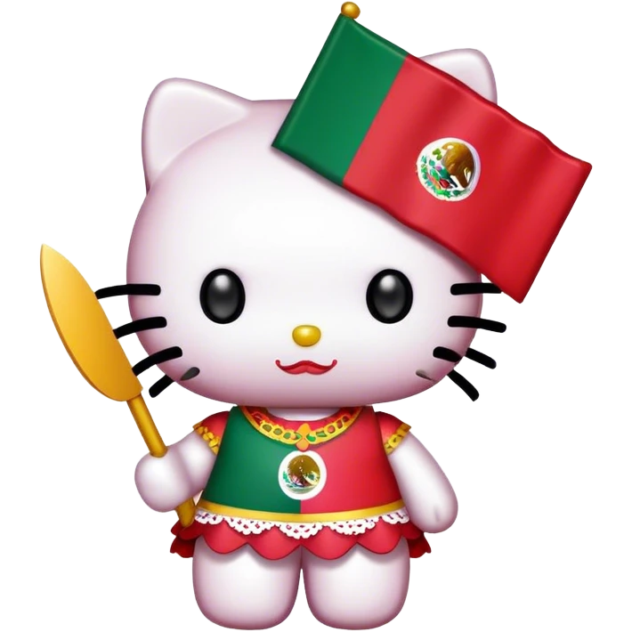 Hello kitty with a Mexican flag  emoji