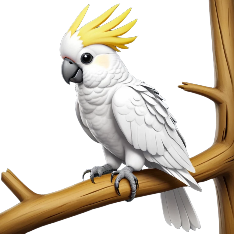 cinematic-cockatoo-realistic-full-body-perched-emoji,-sleek-white-feathered-body-balanced-on-a-branch,-vibrant-yellow-crest-raised-in-expressive-alertness,-sharp-black-beak-slightly-open-as-if-mid-call,-piercing-dark-eyes-observing-with-cheeky-intelligence,-delicate-talons-gripping-the-wood-firmly,-simplified-yet-realistic-focused-features,-highly-detailed,-glowing-with-a-soft-sunlit-hue emoji
