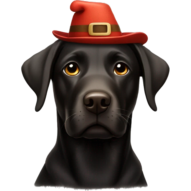 Black Labrador with turkey hat emoji