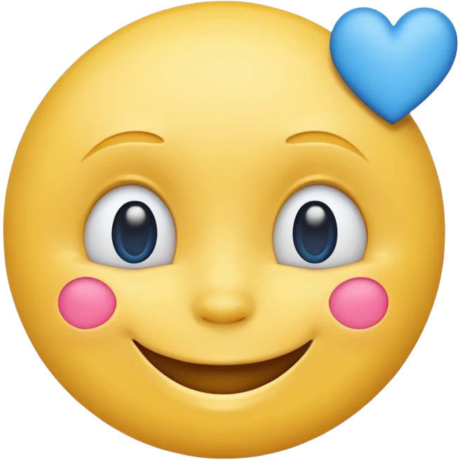 yellow smiling face with blue hearts emoji