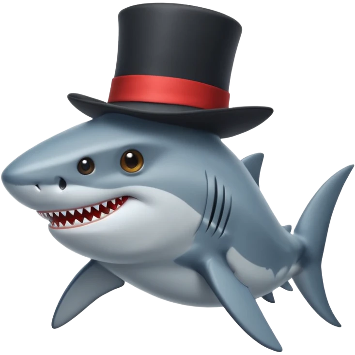 Shark with a top hat emoji