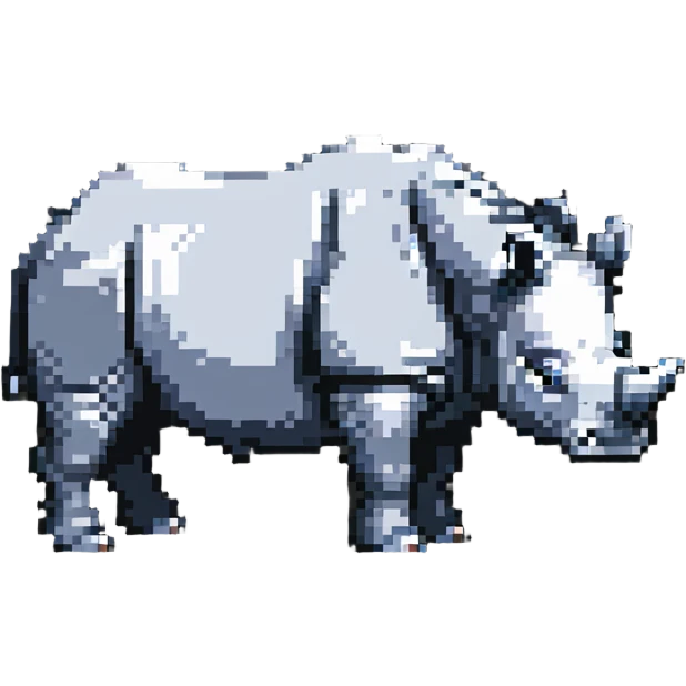 pixel art rhinoceros in game style emoji