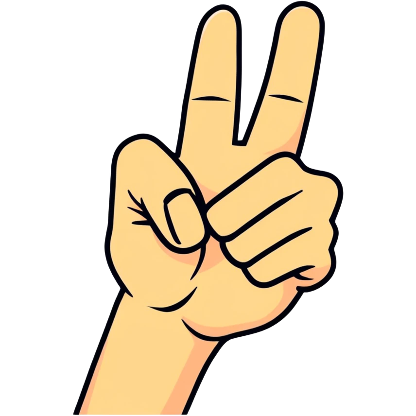 fist with thumb, middle finger and index finger intertwined, sticker style emoji