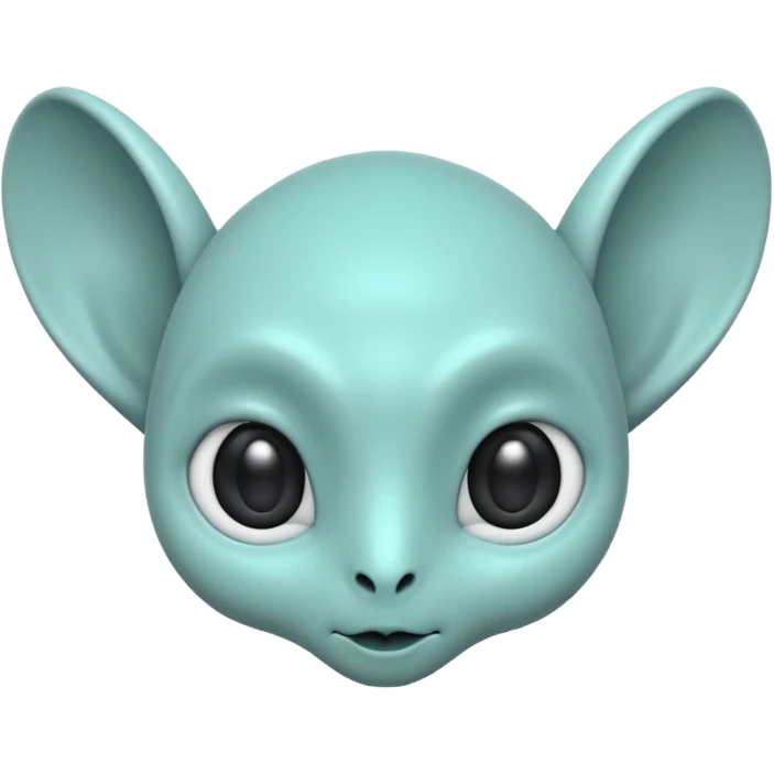 teal alien with two rounded ears and big pure black eyes emoji