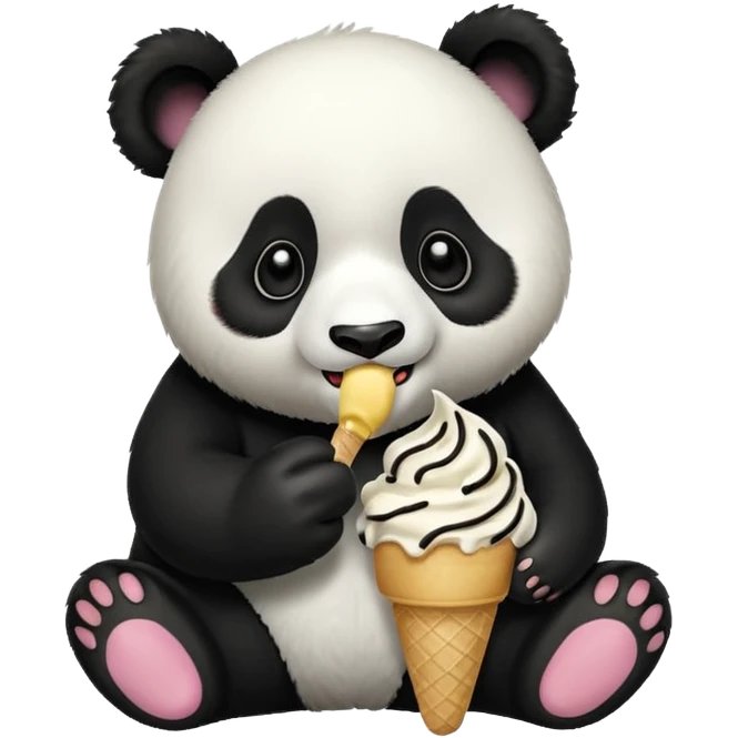 Panda eating ice cream emoji