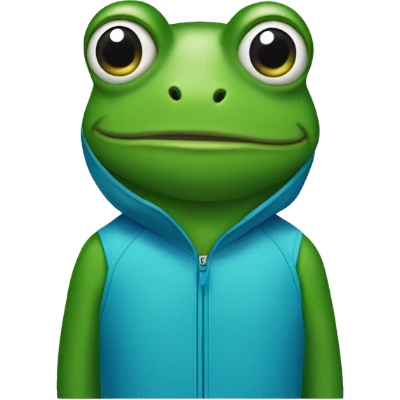 A frog with a blue Nike jumpsuit on emoji