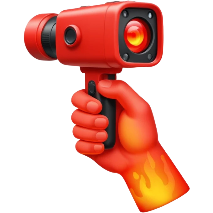 A hand with a thermal camera effect, red color emoji