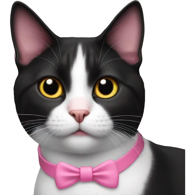 Tuxedo cat with pink collar emoji