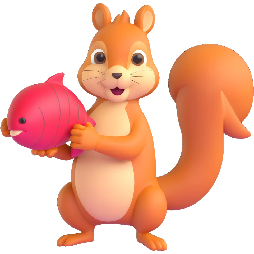 squirrel holding a fish like a boxing glove emoji