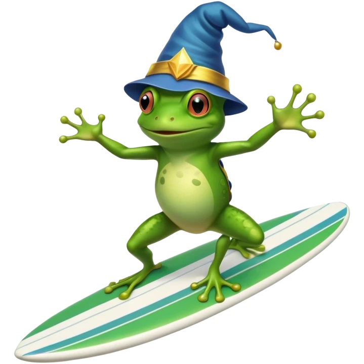 Frog wizard surfing  emoji