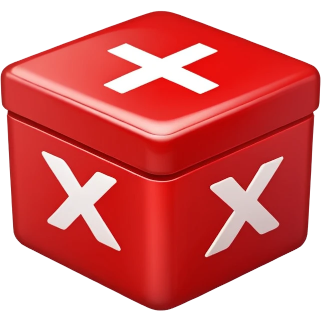 thick glowing red square box with bold X mark centered inside emoji