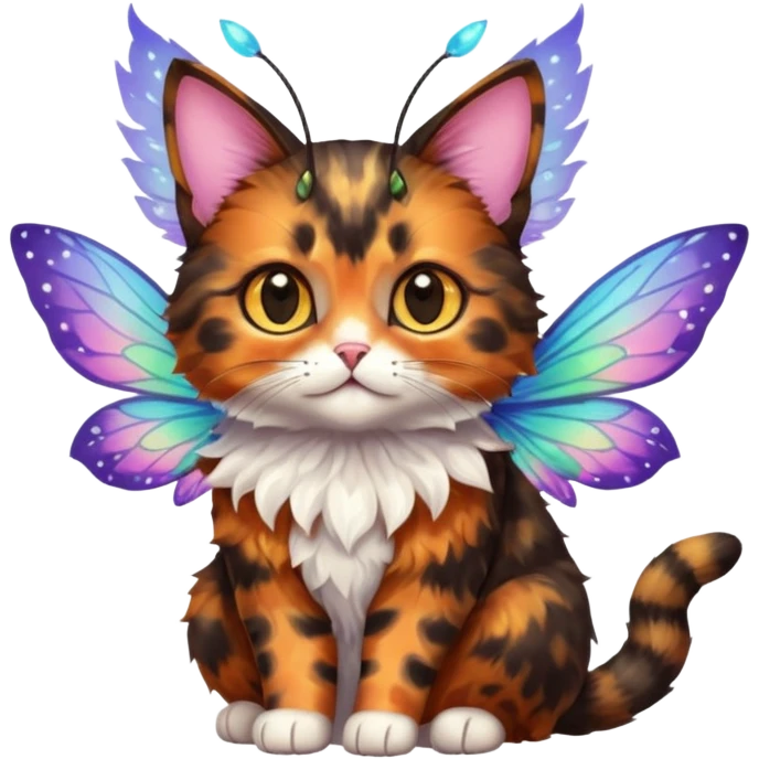 Tortoiseshell cat with fairy wings emoji