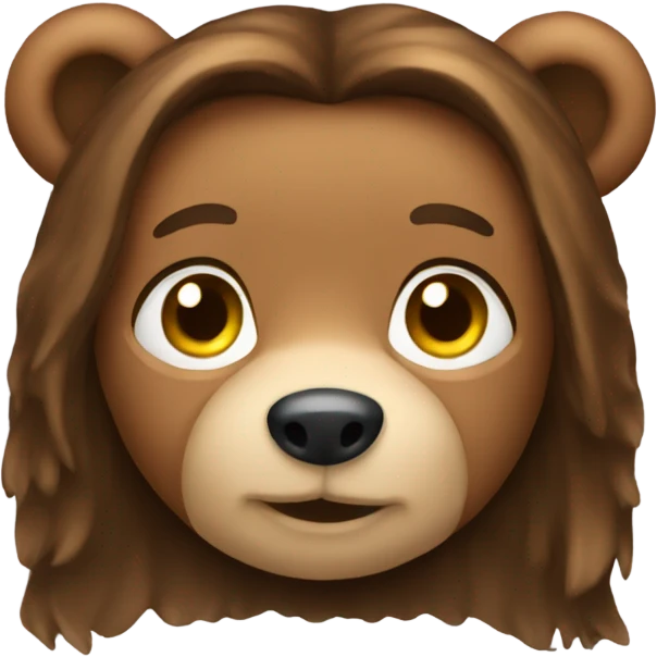 Teddy bear with very long brown hair.  emoji