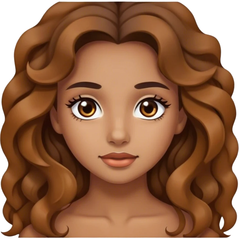 Beautiful girl,brown hair,wavy hair，long hair,Black eyes, Spanish  emoji