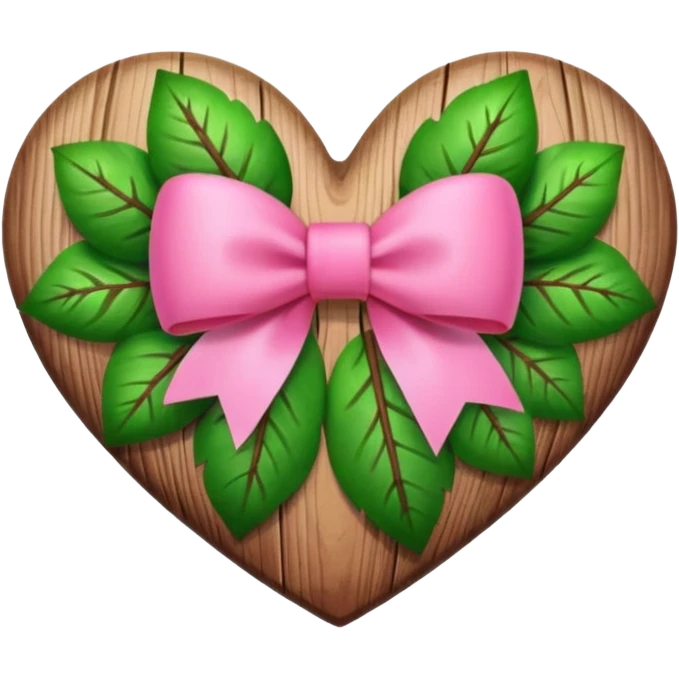 forest heart with pink bow and heart pattern on the bow emoji