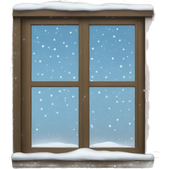 Snow falling outside window frame emoji