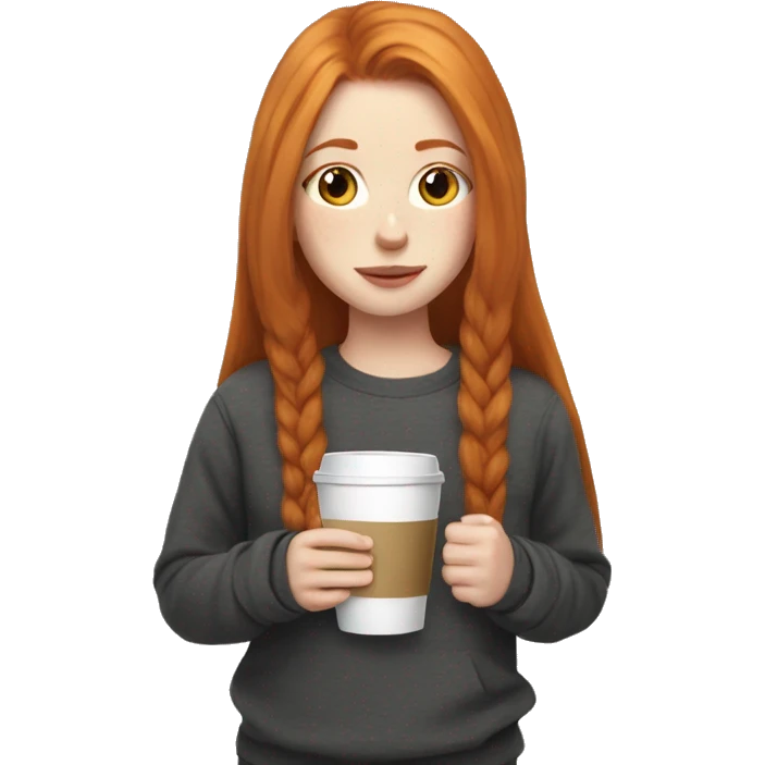Aesthetic Ginger girl straight thick hair and a coffee emoji