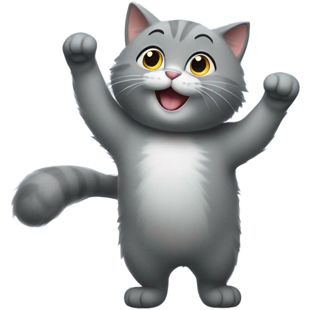 Grey fluffy cat dancing emoji