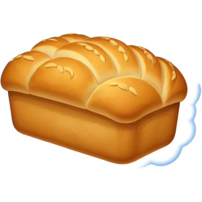 A golden loaf of bread with a crisp crust and a small rising steam curl. emoji