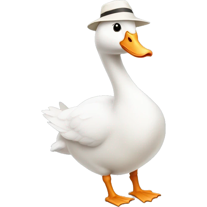 Full body White goose wearing a hat emoji