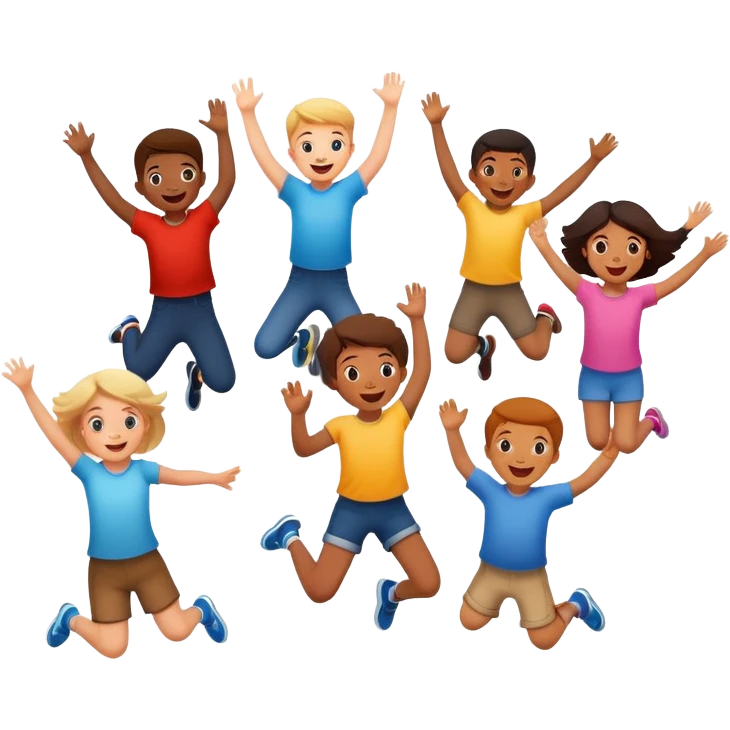 group of children jumping in the air, fun and lively emoji