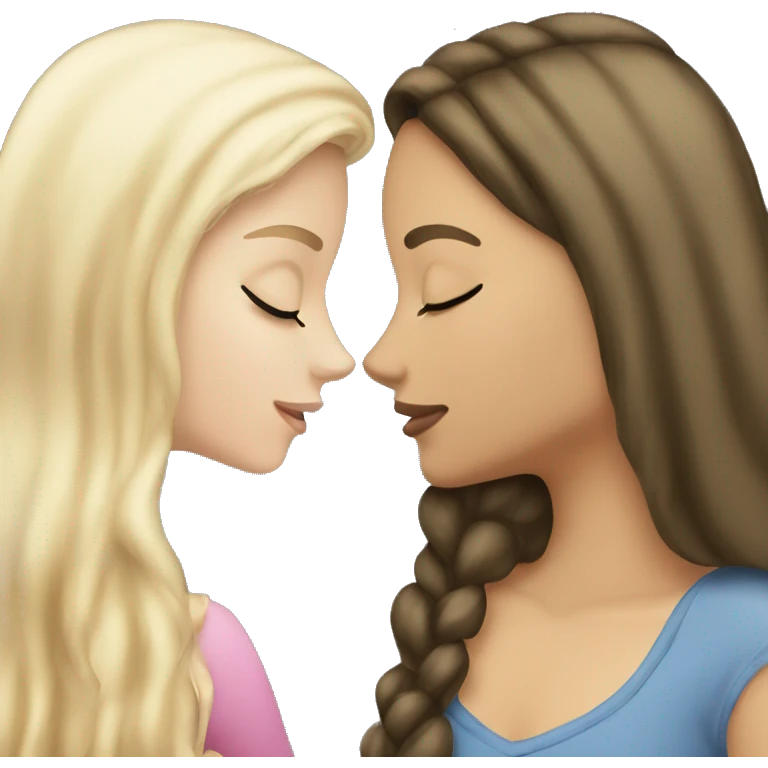 a white blonde girl kissing her brunette girlfriend emoji