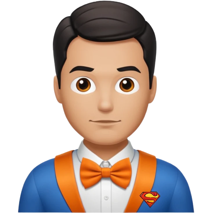 a superman with organe bow tie emoji
