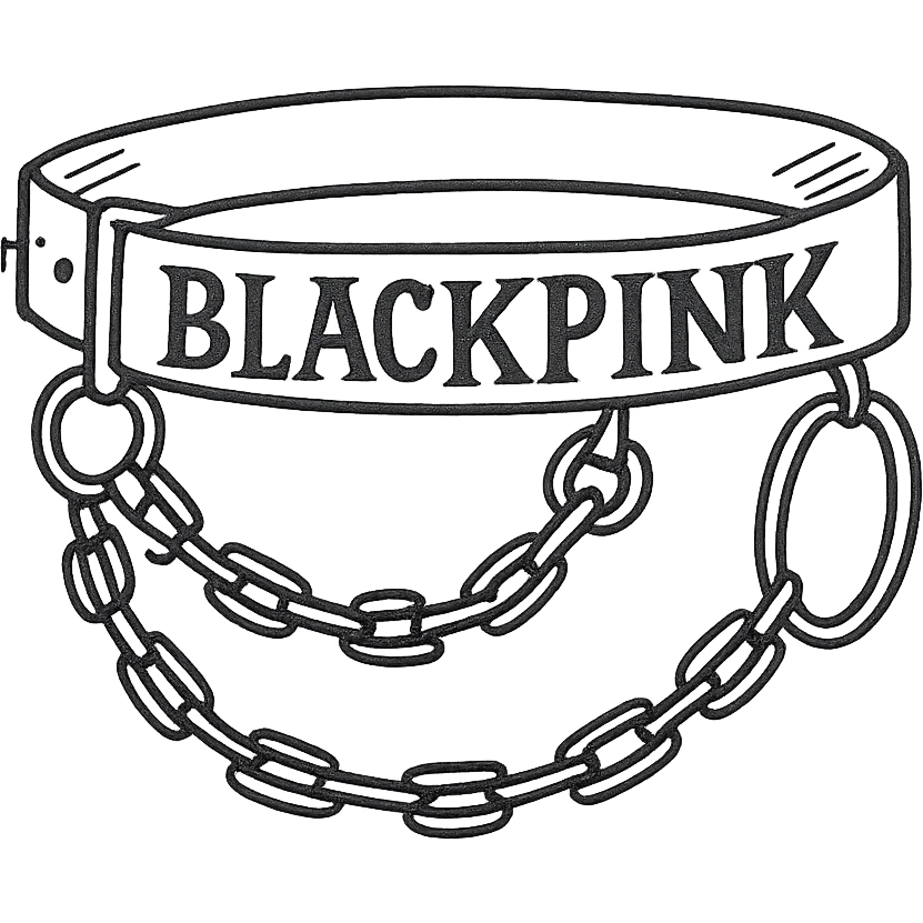 BLACKPINK-inspired gothic chain belt, sketchy and stylish, black and pink, no hearts emoji