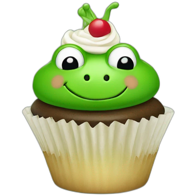 smiley green froggy cupcake emoji