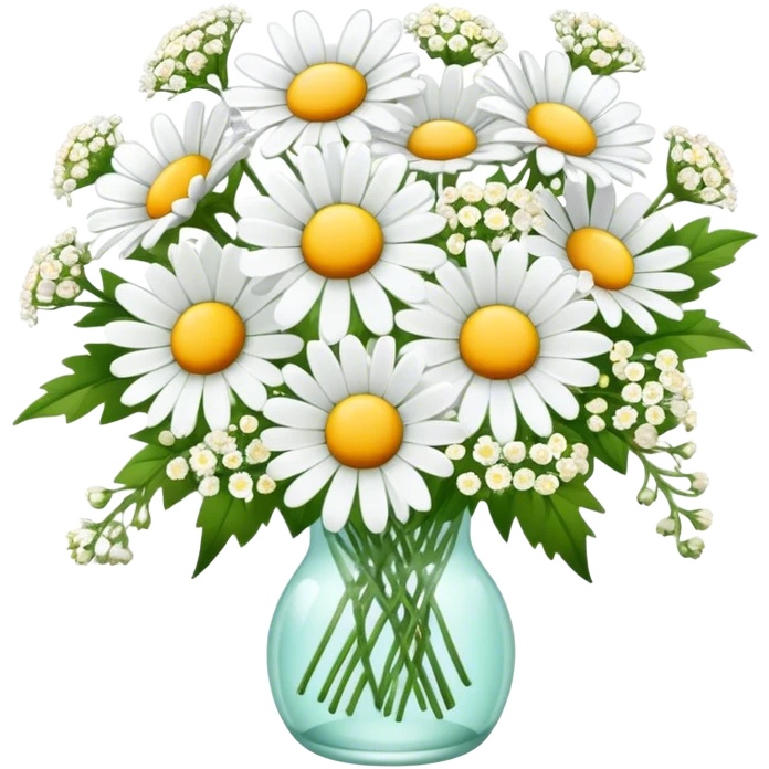daisy and babies breath bouquet  emoji