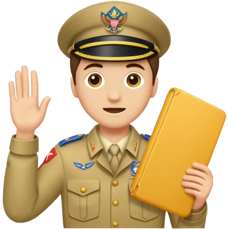 Maak een persoon in scoutsuniform. Maak zijn volledige lichaam en laat hem een afwegings gebaar maken met zijn handen emoji