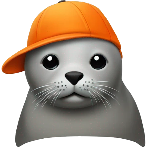 Seal with a orange hat  emoji