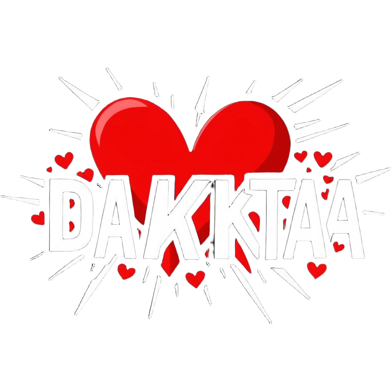 The word Dakota exploding with hearts emoji