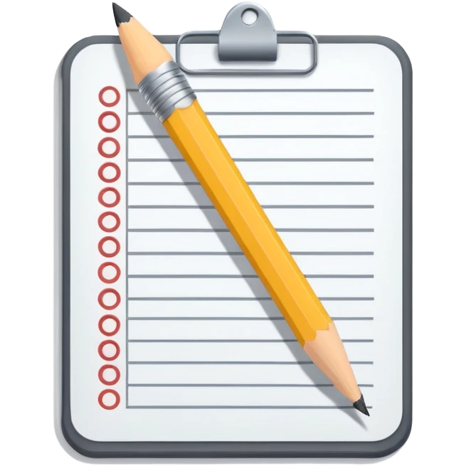 multiple choice test paper with a pencil emoji