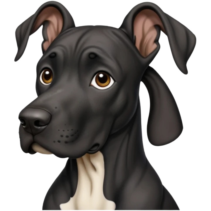 Black Male Great Dane  with no white and has cropped ears in a show stance emoji
