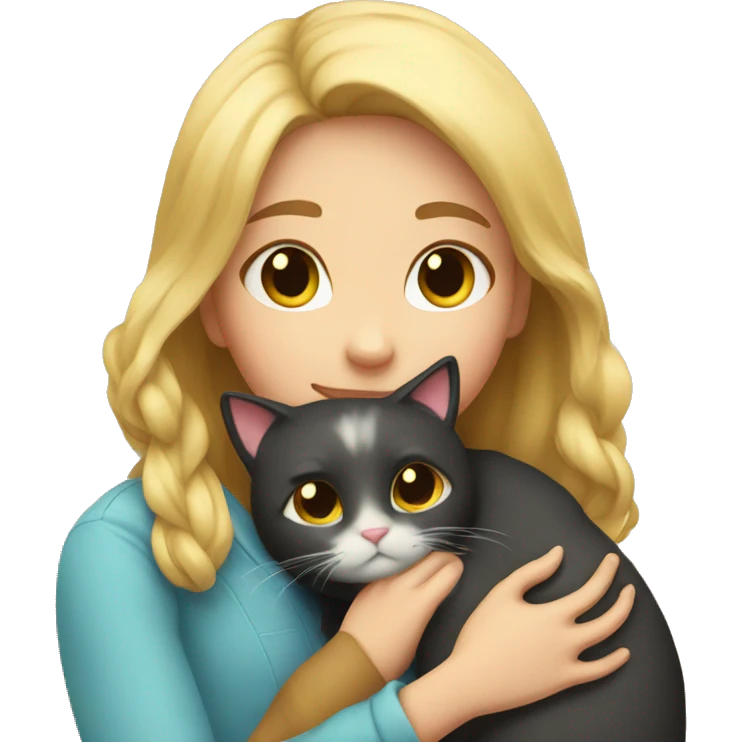 Girl hugging cat emoji