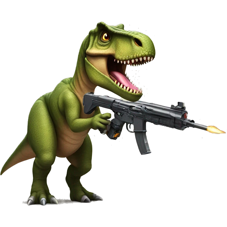 T-Rex with a gun emoji