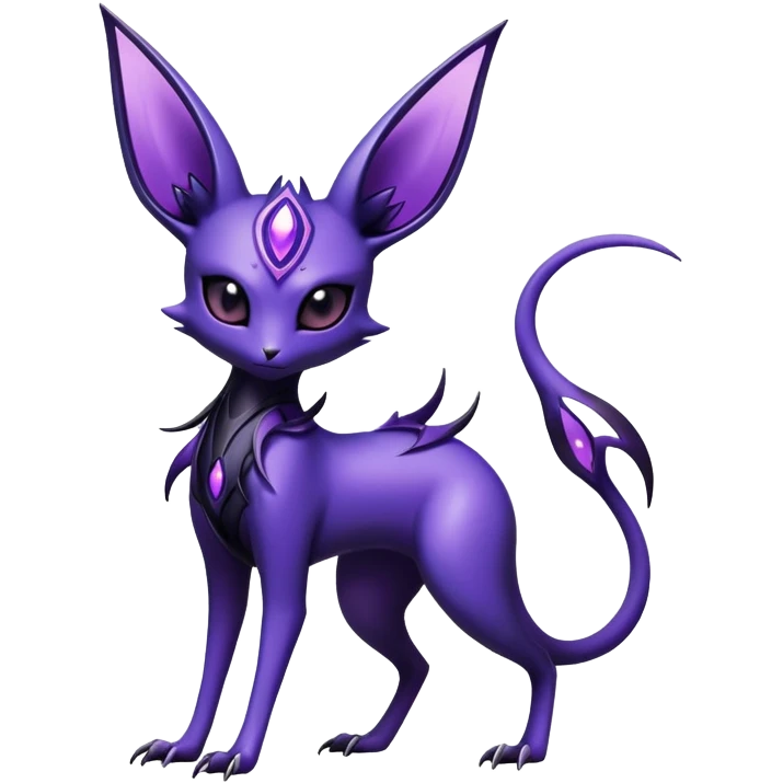 Shiny Exotic Badass Mysterious Gothic Noibat-Espeon-Pokémon-Fakémon-hybrid-creature (full body) emoji