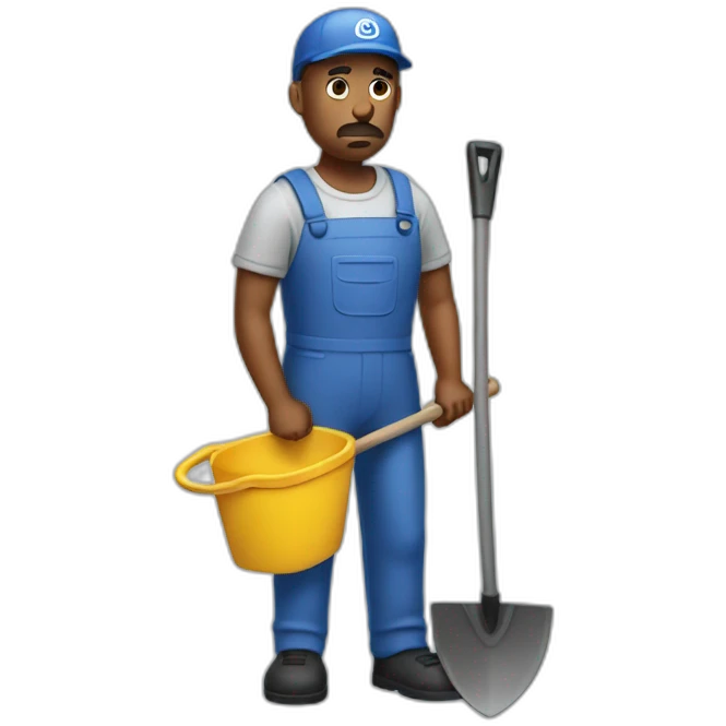 sad janitor with shovel emoji