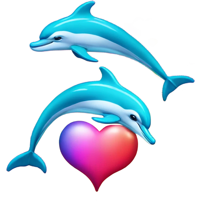 Lisa frank dolphins and a heart emoji
