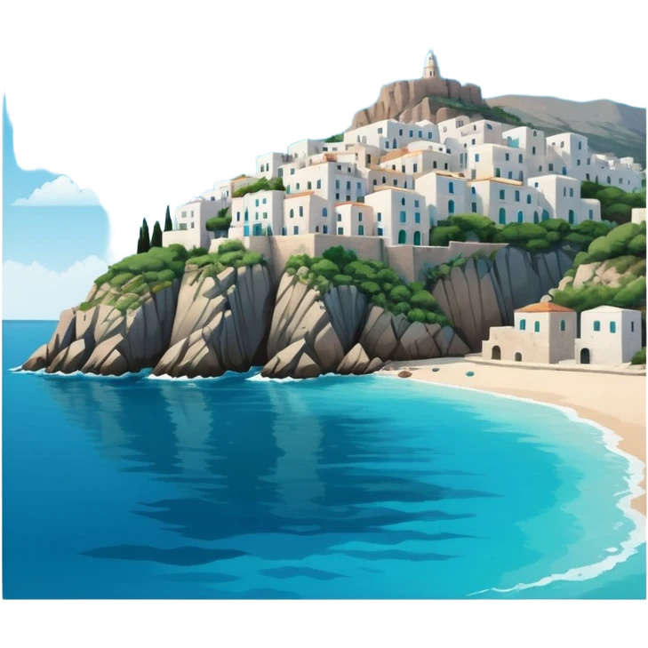 a mediterranean island seen from the sea emoji