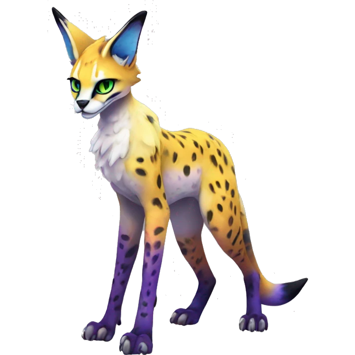 Epic Edgy Colorful ethereal eldritch Sergal-Serval-Vernid full body emoji