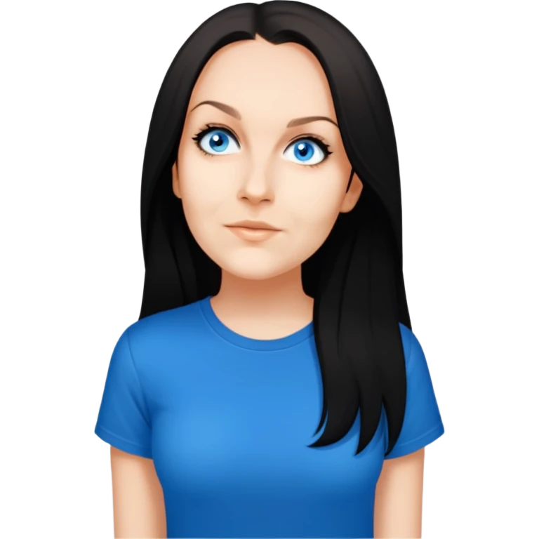 female, black tshirt, long black hair emoji