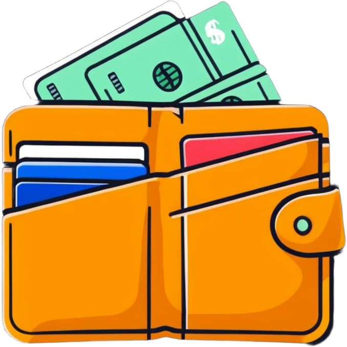 wallet with credit cards and currency emoji