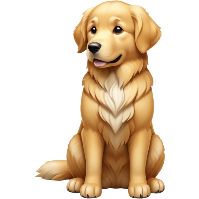 cinematic-[golden retreiver]-realistic-full-body-sitting-emoji,-tail-resting-loosely-beside-its-paws,-head-tilted-dramatically,-sleek-[golden]-fur,-simplified-yet-realistic-focused-features,-highly-detailed,-glowing-with-an-almost-sarcastic-glow emoji